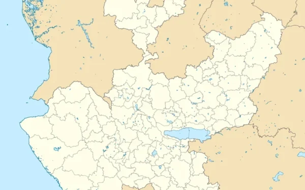 Mapa státu Jalisco v Mexiku, centrum operace mexické armády proti kartelu CJNG El Mencho