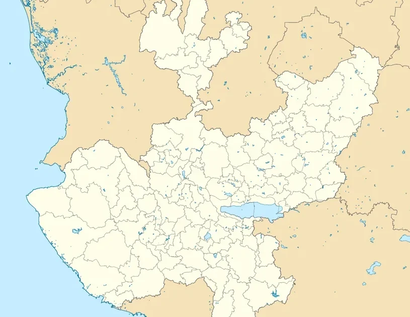 Mapa státu Jalisco v Mexiku, centrum operace mexické armády proti kartelu CJNG El Mencho